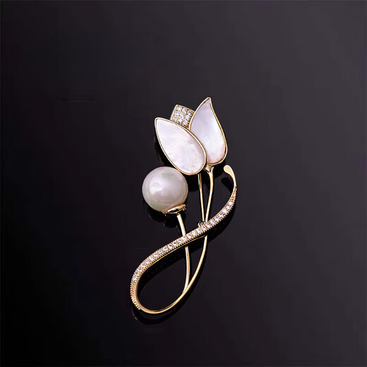 Caizhi Exquisite Tulip Women's Corsage Temperament Flower Shawl Button Pin Coat Suit Brooch Gold