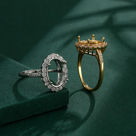 Fat Donglai's same style 18k gold plated ring holder craft ring holder empty holder diy emerald beeswax turquoise ring holder light luxury HJ-1903 white gold 9*11m