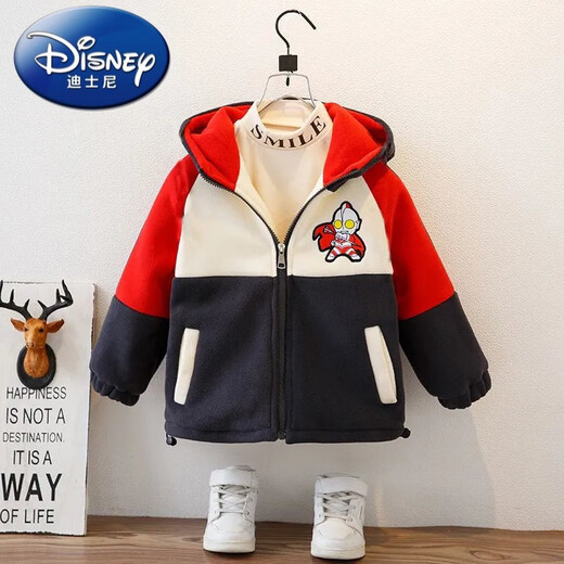 Disney Boys' Jackets Winter Children's New Clothes Fashionable Baby Children's Wool Sweaters Autumn Ultraman Jackets Blue Orchid Velvet Jackets 110