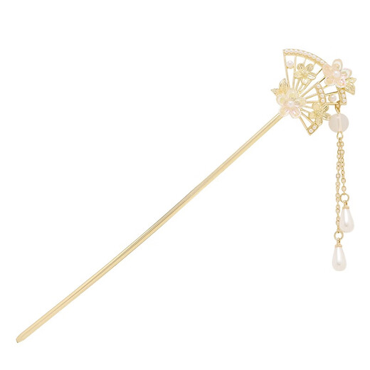 Su Shiliu New Chinese Style Fan Hairpin Flower Tassel Ancient Style Hanfu Hairpin Daily Modern Girl Birthday Gift for Girlfriend Fan Tassel Hairpin Including Gift Box