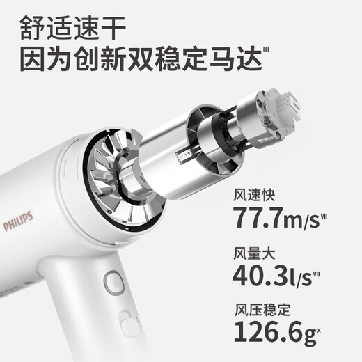 Philips (PHILIPS) 7 series AIR high-speed hair care machine hair dryer, pearl white, household mute negative ions, high power, no damage to hair, compact and portable, given to family members, national subsidy