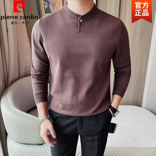 Pierre Cardin Henry collar long-sleeved sweater men's autumn and winter new slim solid color versatile sweater high-end base layer white XL
