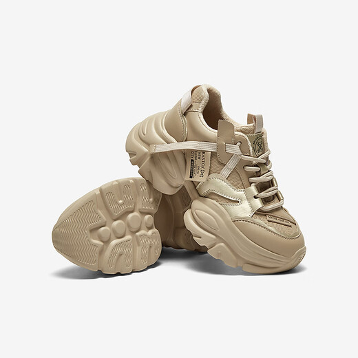 
Baisitu 25 spring fashion outdoor sports dad shoes thick soles women's casual shoes B9738AM5 apricot color 34