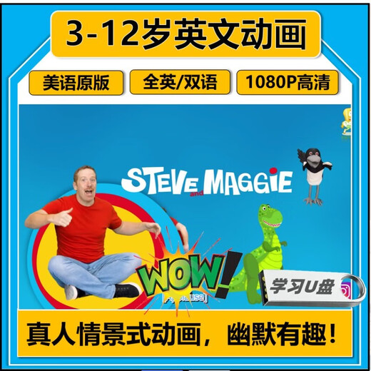 3-12岁少儿童英语动画片u盘手机电视Wow English美语原版英文视频 高速U盘(不卡顿)(W 普通U盘(读取一般)(Wow套餐二)-641集送儿