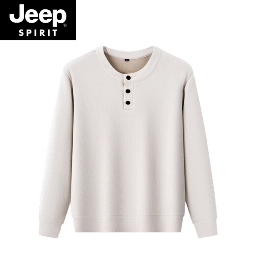 JEEP SPIRIT Heavy New Chinese Henley Collar Men's Sweater White Velvet Thickened Loose Bottoming Wool Sweater Men's Autumn PY39-Black+PY39-Khaki Two-piece More Affordable M 90-130Jin Jin is equal to 0.5 kg