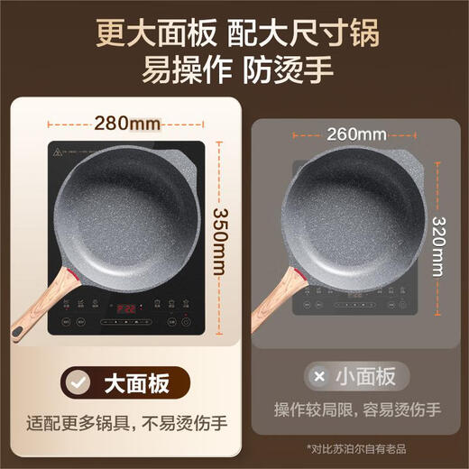 苏泊尔（SUPOR）猛火家用电磁炉电陶炉新型电磁灶电池炉大功率火锅炒菜一体大面板一套带锅配锅C22-IA825国家补贴