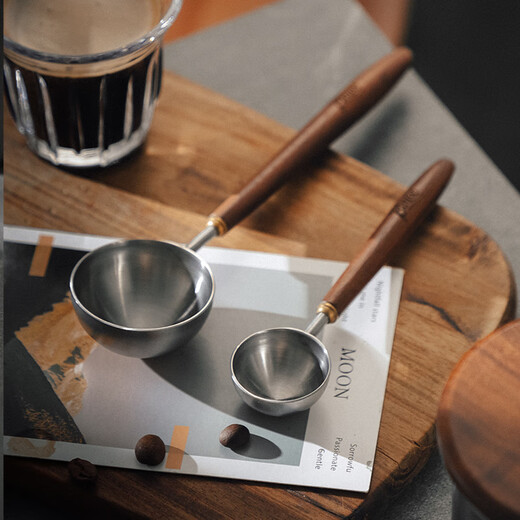 Bincoo walnut wood handle coffee spoon long handle coffee powder measuring spoon 304 stainless steel coffee bean special spoon