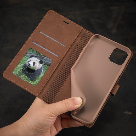 
Suitable for iPhone13 wallet leather case 8Plus mobile phone case skin feeling protective case card Apple 11Pro leather case black iPhone 12 5.4
