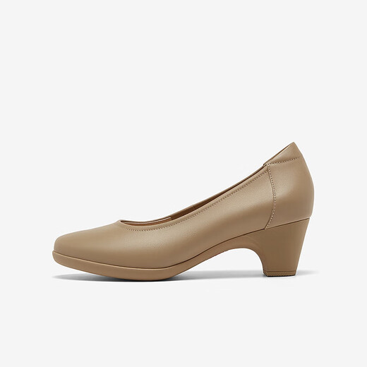 Bata Light Roth Single Those для женщин в осеннем торговом центре New Cowhide Толстая каблука. Универсальные одиночные туфли AQ755CQ4 Абрикосовый цвет 39