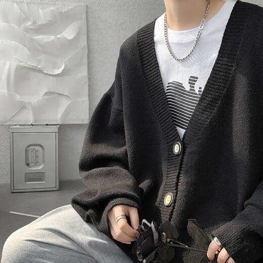 Pang Youmi 8xl-M Extra Sweater de cárdigan de gran tamaño para hombres Simple Knitting Chaqueta de punto para hombres suéter de punto informal