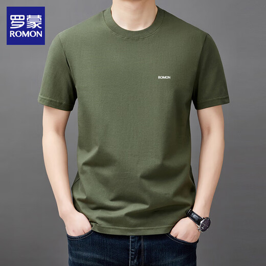 Kurzärärmelte T-Shirt-Sommer-Trend von Romon-Männern einfacher runde Hals Top lässig coole T-Shirt Herren T YS9929 Weißes Label M (105) 90-110Jin [Jin ist 0,5 kg]