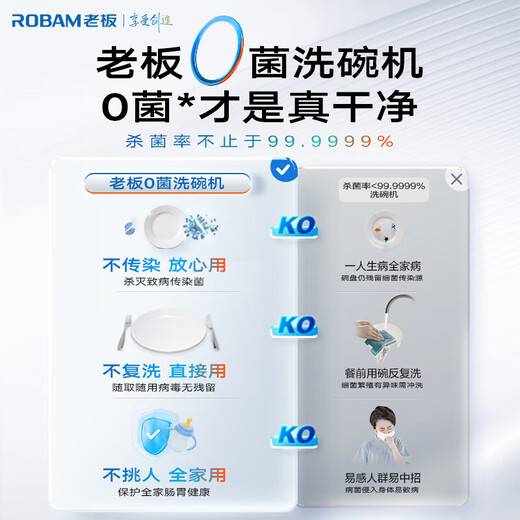 Robam (Robam) No water hanging on the inner wall 105 independent drying 13 sets of Guangyan SX1H integrated decontamination and decontamination embedded household fully automatic dishwasher first-class water efficiency hot air drying integrated decontamination and drying 99.9999% sterilization rate