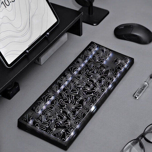 Belly spirit mk870pro blackberry side engraving mechanical keyboard Bluetooth wired wireless customized computer game silent office [single mode] Obsidian Pro + contour Kaihua BOX red axis V2 [smooth feel] 87 keys