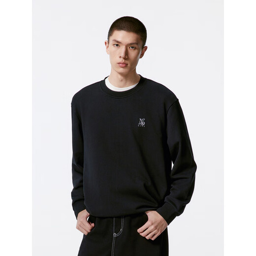 GXG men's black letter pattern round neck sweatshirt men's 24th autumn new arrival black 175/L