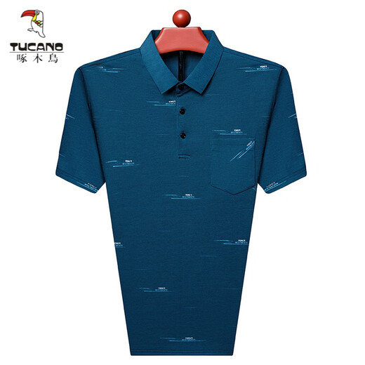 Specht (Tucano) 2025 Sommer kurzärmeliges T-Shirt für Männer im Sommer-Revers mit Taschen- und älteren Eisseide-Polo. Shirt Dad Anzug 753 Tic Toe [grün] [kurz] M 165/80A empfohlen 90-110jin [Jin ist 0,5 kg]