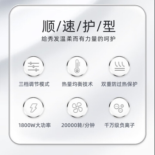 POREE hair dryer household soft air 1800W high power hot and cold air hair dryer constant temperature negative ion hair care low noise fast drying gift for girlfriend festival birthday Mid-Autumn Festival ANION negative ion straight style - ivory white