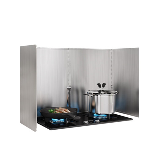 SMVP kitchen stainless steel thickened oil baffle stove cooking oil fume shielding plate range hood high temperature resistant heat insulation baffle height 40 length 40 depth 40 three-piece folding rounded corners all steel edging