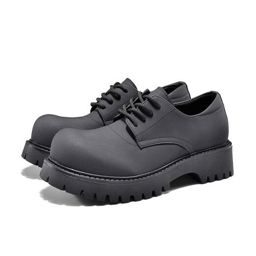 Bo Na Ling Derby Shoes Men's Leather Shoes Heightened Black Martin Boots Low-top British Style Sports Big Toe Men's Casual Leather Shoes Business Carbon Black Casual Leather Shoes Matte Surface 40 (It is recommended to take one size smaller)