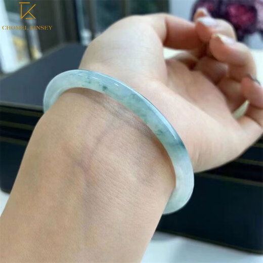 CHOMEL KINSEY Myanmar Jade Bracelet Women's Oil Green Thin Round Jade Bracelet Processed Beauty Jade Bracelet Jingle Bracelet Chinese Valentine's Day Gift Jade Bracelet Inner Diameter 58-59mm (With Appraisal Certificate)