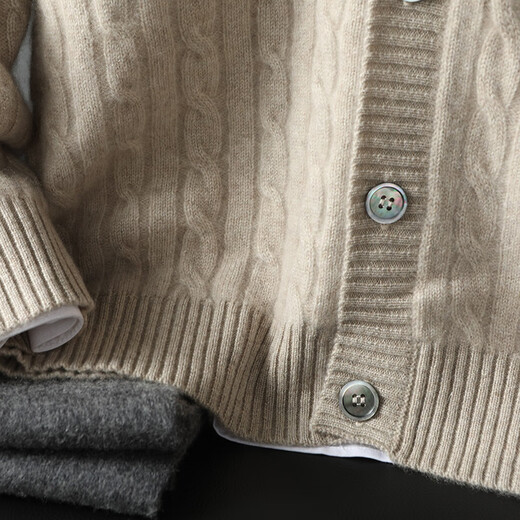 Pash Herren Cashmere Cardigan 100% Kaschmir Herbst und Winter V-Ausschnitt Twist Blume Dicker Strickpullover Jacke TRC1478 Elephant Grey L.