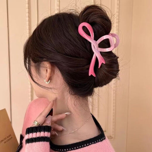丹琴渐变蝴蝶结抓夹女2025新款高级感鲨鱼夹发量多盘发夹子发夹后脑勺 发夹 渐变蓝黑色