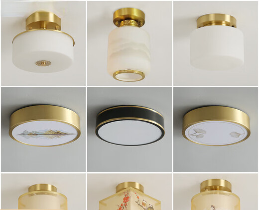 祎琳新中式全铜阳台灯走廊过道灯北欧简约小卧室吊灯进门入户玄关灯 6150/山水过道灯/铁艺款