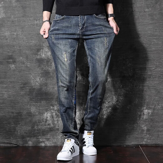 Cotton American Retro Retro Heavyweight Jeans Herren Spring Neue High-End-Marke Komfortable lose Hosen Männer 1048 Schwarz Größe 28
