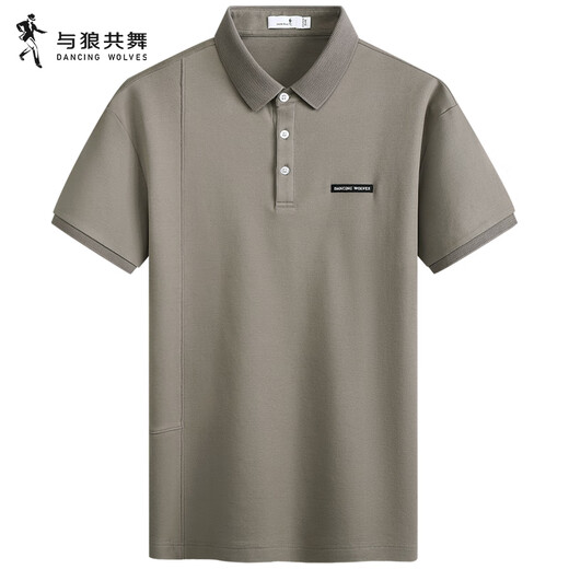 Tanzen mit Wölfen [Cool Solona] Revers Short Sleeve T-Shirt 2025 Sommer Neues lässig atmungsaktives Polo-Hemd 6171 Khaki 701 l (175)