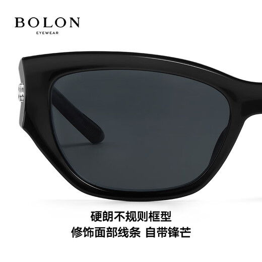 BOLON暴龙眼镜25年新品猫眼太阳镜防晒墨镜潮流线送男友送女友BX5008 C10 亮黑色
