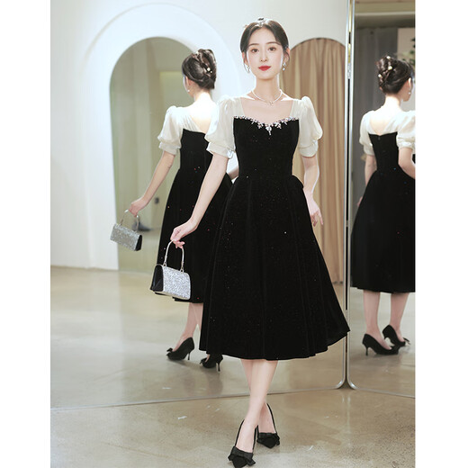 Vestido de noche negro de Seidler Nicho de lujo de lujo de alta gama Daily Daily Adult Gift For Women, las personas pequeñas pueden usar N Black L (recomendado 106-115 Jin [Jin equivale a 0.5 kg])