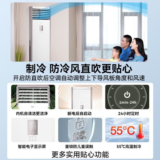 Midea central air conditioner 5 HP cabinet air conditioner commercial 5p vertical cabinet single cooling frequency conversion 380V LF-120LW/BSN8Y-PA401(B3)A 5m OCC included