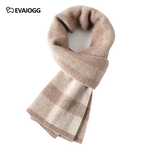EVAIOGG high-end 100% cashmere scarf men's winter thickened warm plaid scarf birthday gift for boyfriend and husband Mituo 30*180CM