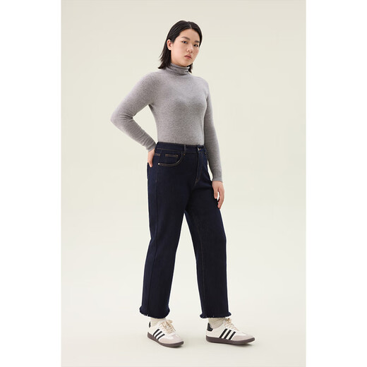 Single-bundle plus-size women's clothing, belted pants, double-version retro high-waisted slim jeans, winter fleece pants, version A 2XL (size 4)