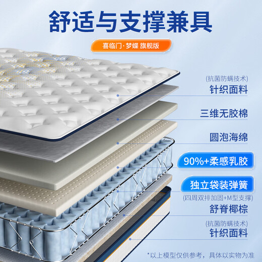 喜临门【套餐】乳胶独袋床垫+头层牛皮软床 梦蝶旗舰版+夜曲S 1.8x2米