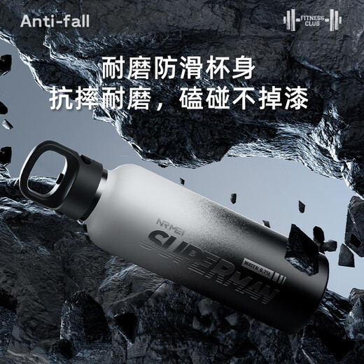 恩尔美保温杯大容量水杯男士学生户外运动便携车载新款316无螺纹保温杯 运动白1L【陶瓷胆/单手开】