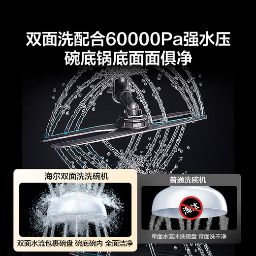 Haier double-sided washing W5000Ultra national subsidy 20% dishwasher built-in large 16+2 sets UV double sterilization smart switch door quick drying EYBW163296JHU1