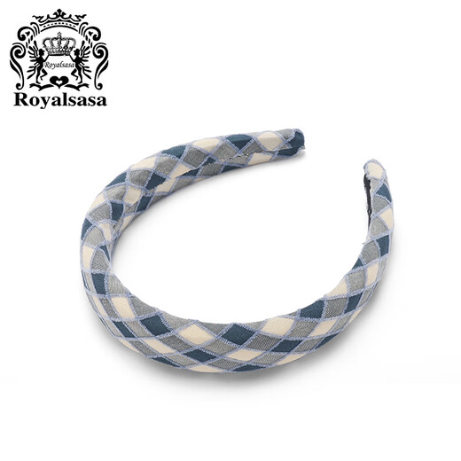 Royal sasa Royal Sasa Korean high-end fabric plaid sponge headband increases the top of the skull and goes out Internet celebrity headband