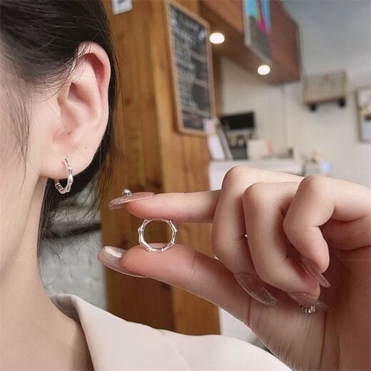 Nilan platinum earrings PT950 earrings for women platinum bamboo men's single fashion versatile earrings bamboo earrings (single)
