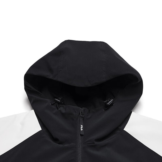 FILA ORIGINALE Fashionable Casual Sports Waterproof and Anti-fouling Loose Hooded Woven Jacket Men's Genuine Black S