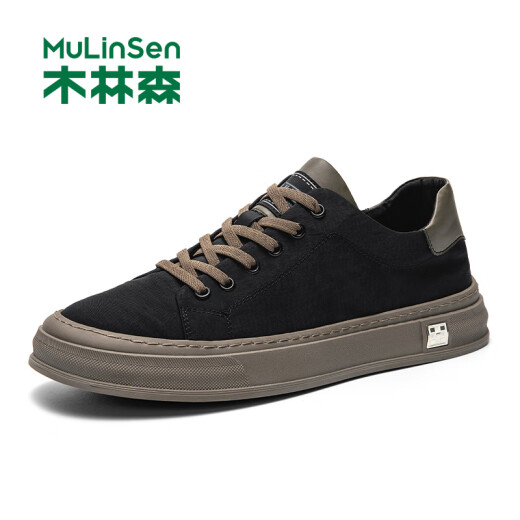 木林森（MULINSEN）男鞋休闲鞋男春季新款板鞋男软底透气帆布鞋男百搭轻便潮鞋子男 黑色 41 皮鞋码