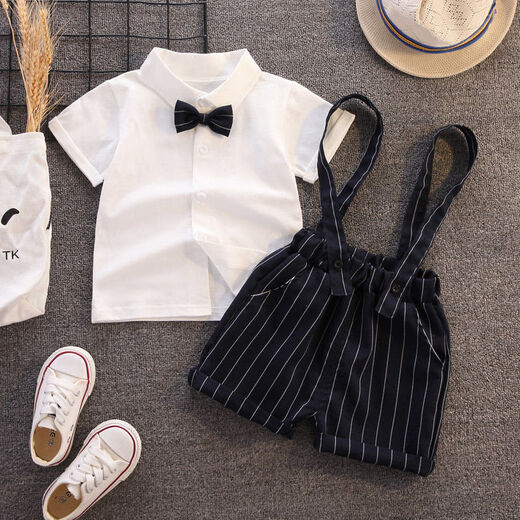 Disney (Disney) Little Boy Suit Summer Baby Dress de banquete de 1 año Spring and Autumn 2 Weekly Clothing Beld and Child Birthday Gentleman Set White Forred VERTICAL Strap 90 Sugerir 85cm