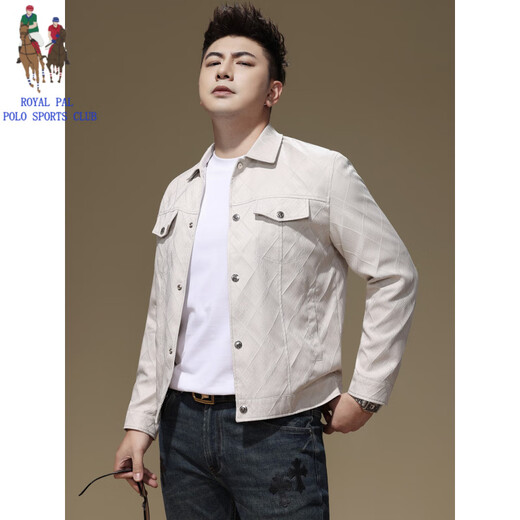 ROYAL PALM POLO SPORTS CLUB European fashion brand plaid jacquard work jacket men's spring and autumn new casual top lapel jacket men's black 4XL recommended weight 165-180Jin Jin equals 0.5 kg