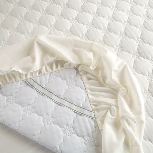 DREAM KARIN skin-friendly brushed quilted bed skirt bed cover single piece solid color dust-proof protective cover fitted sheet pad 180*200cm white