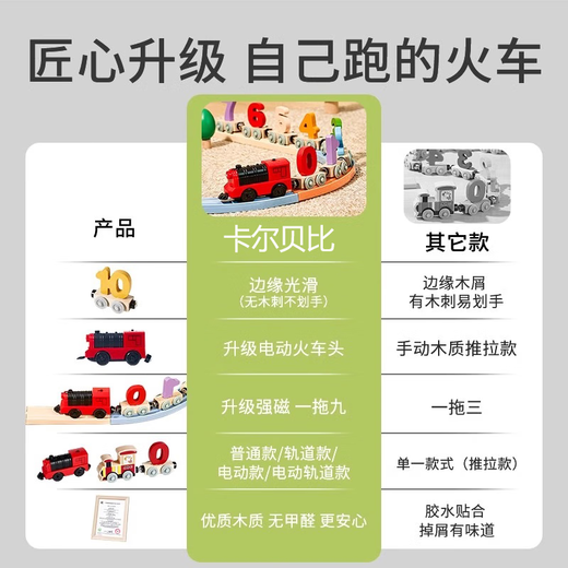 卡尔贝比儿童磁性数字小火车轨道玩具益智磁力积木拼装男孩女孩生日礼物
