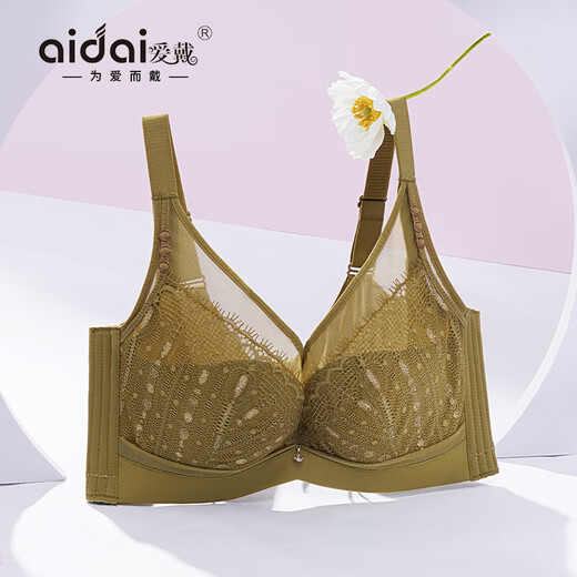 Love Ropa interior Centro comercial para mujeres Mismo estilo Cubierta de belleza Ancla Rojo Push Up Side Show Sujetador inalámbrico grande 6628-Tender Willow Green (Copa delgada aproximadamente 0,4 cm) 75B