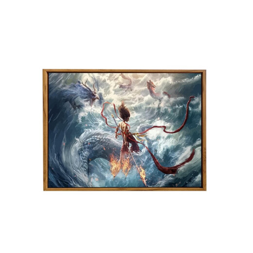 2025新款哪吒2之魔童闹海数字油画DIY手工手绘涂鸦卡通感装饰 LL12176 40*60cm加厚实木内框