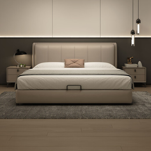 
Fermax (freemax) modern simple leather art bed 2024 master bedroom soft bed 1.8m storage bed small double bed 35, LP-677#