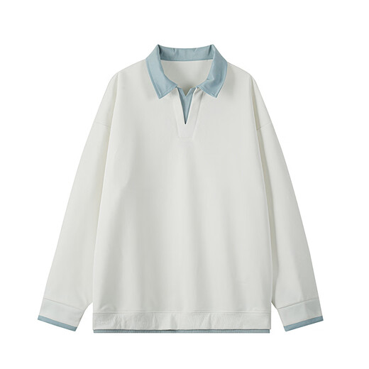 Extraordinary heavyweight thickened silver fox velvet spliced fake two-piece lapel Henry collar sweatshirt for men in autumn and winter large size loose bottoming shirt black plus velvet M