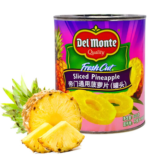 帝门菠萝罐头 进口地扪DelMonte菠萝片0脂肪水果罐头825g 1号会员店