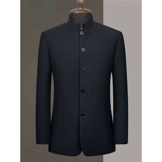 FOSEKI high-end brand men's high-end new Chinese tunic suit men's formal groom's wedding dress standing black single-piece top M 170 size